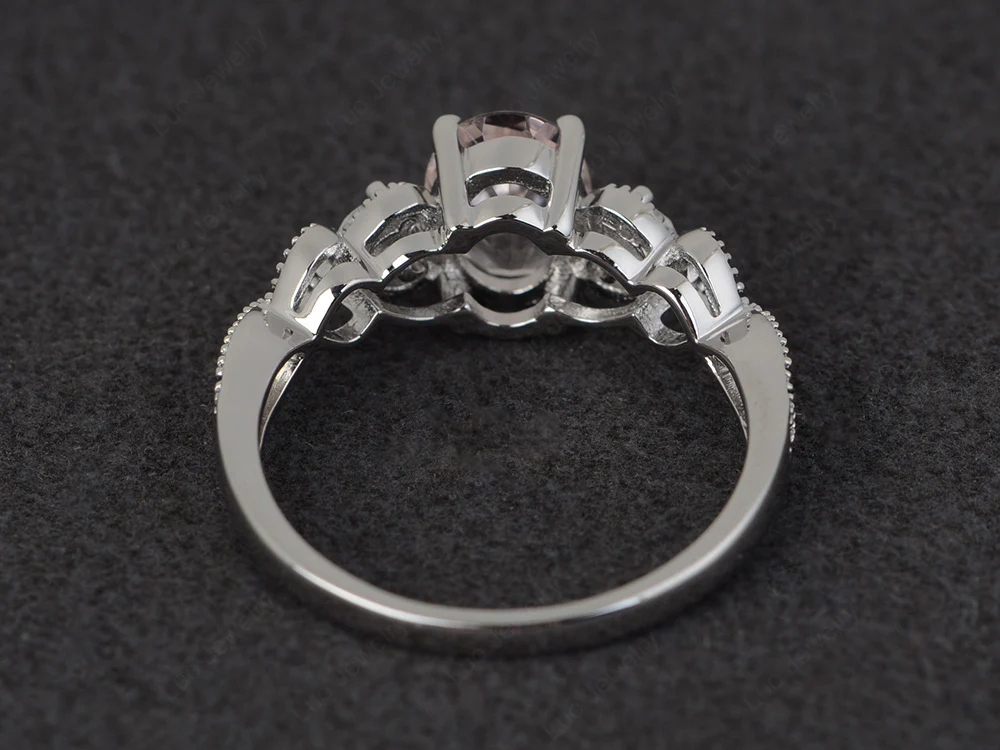Milgrain Oval Morganite Ring - Image 2