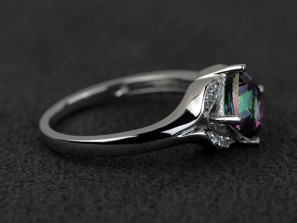 Mystic Topaz Kite Set Cushion Cut Ring - Image 3