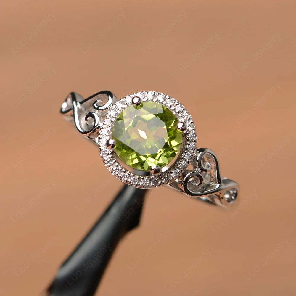 Peridot Infinity Halo Engagement Ring