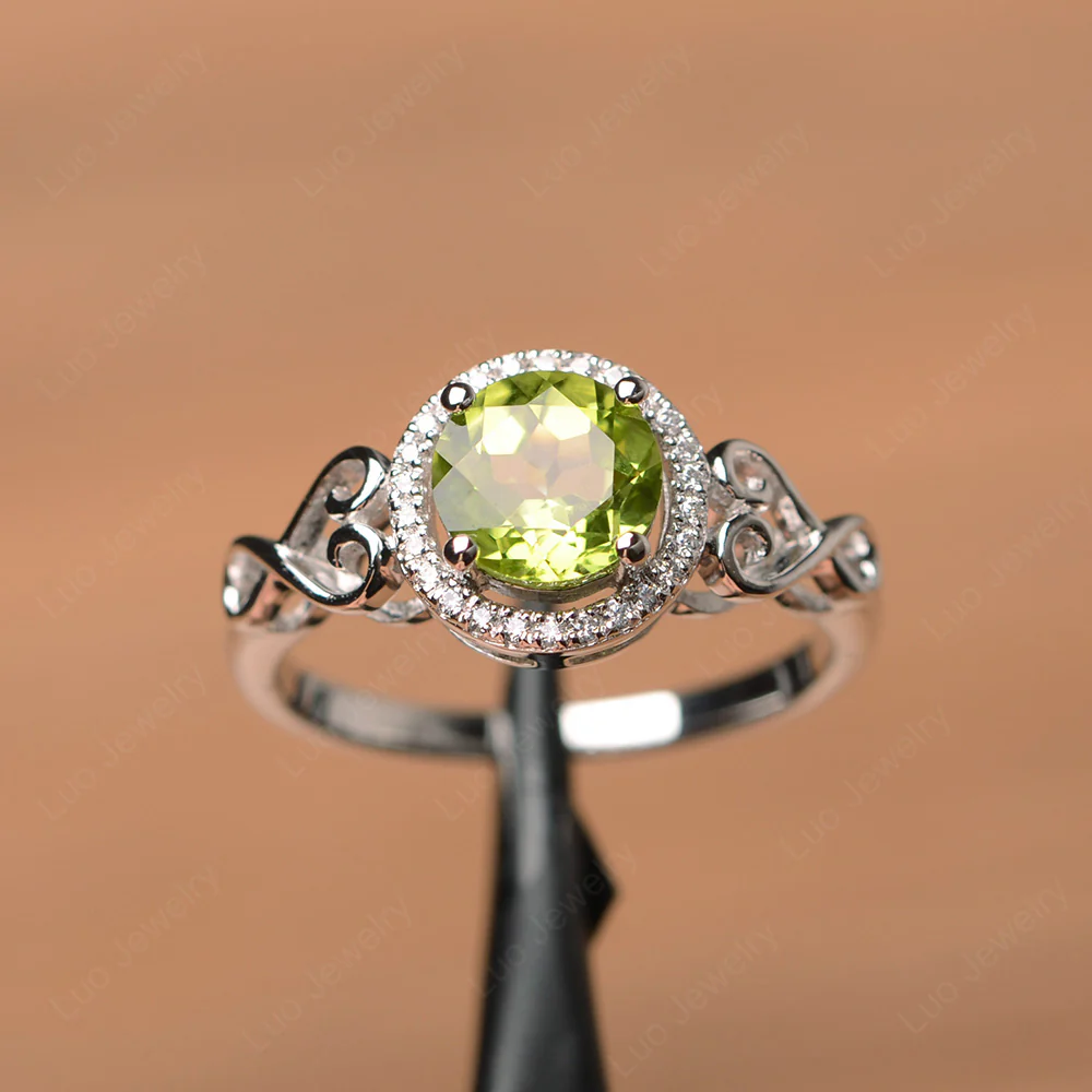 Peridot Infinity Halo Engagement Ring - Image 2