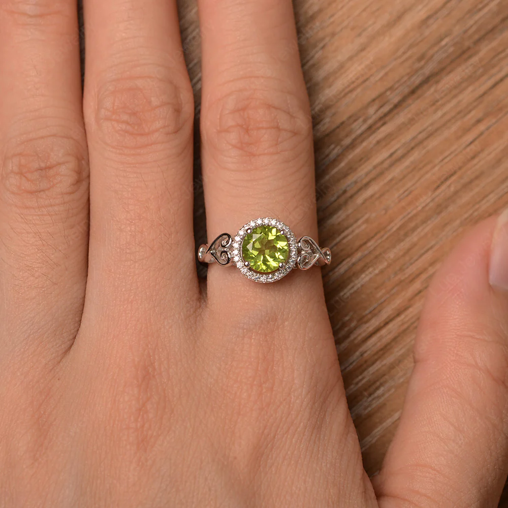 Peridot Infinity Halo Engagement Ring - Image 4