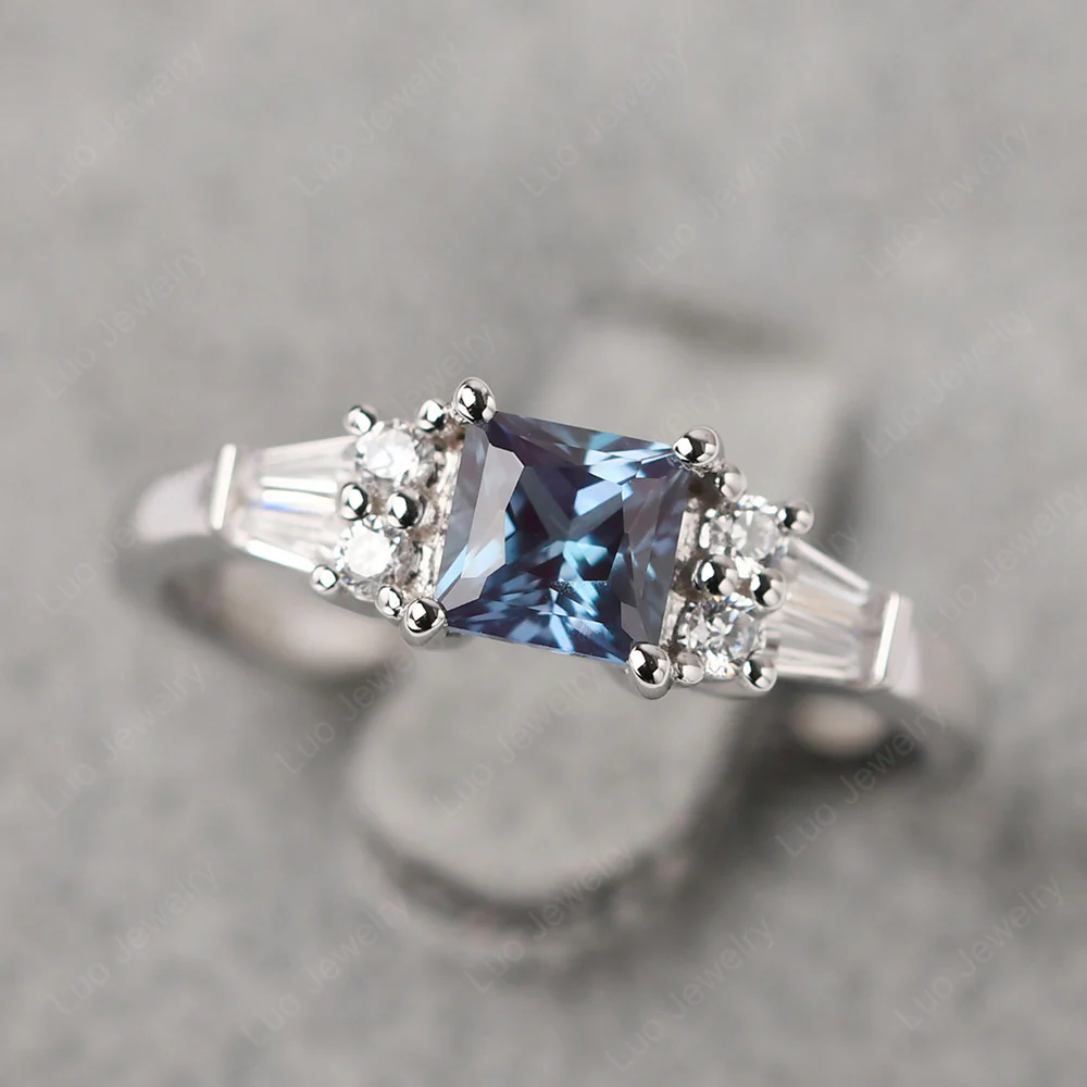 Petite Princess Cut Alexandrite Ring