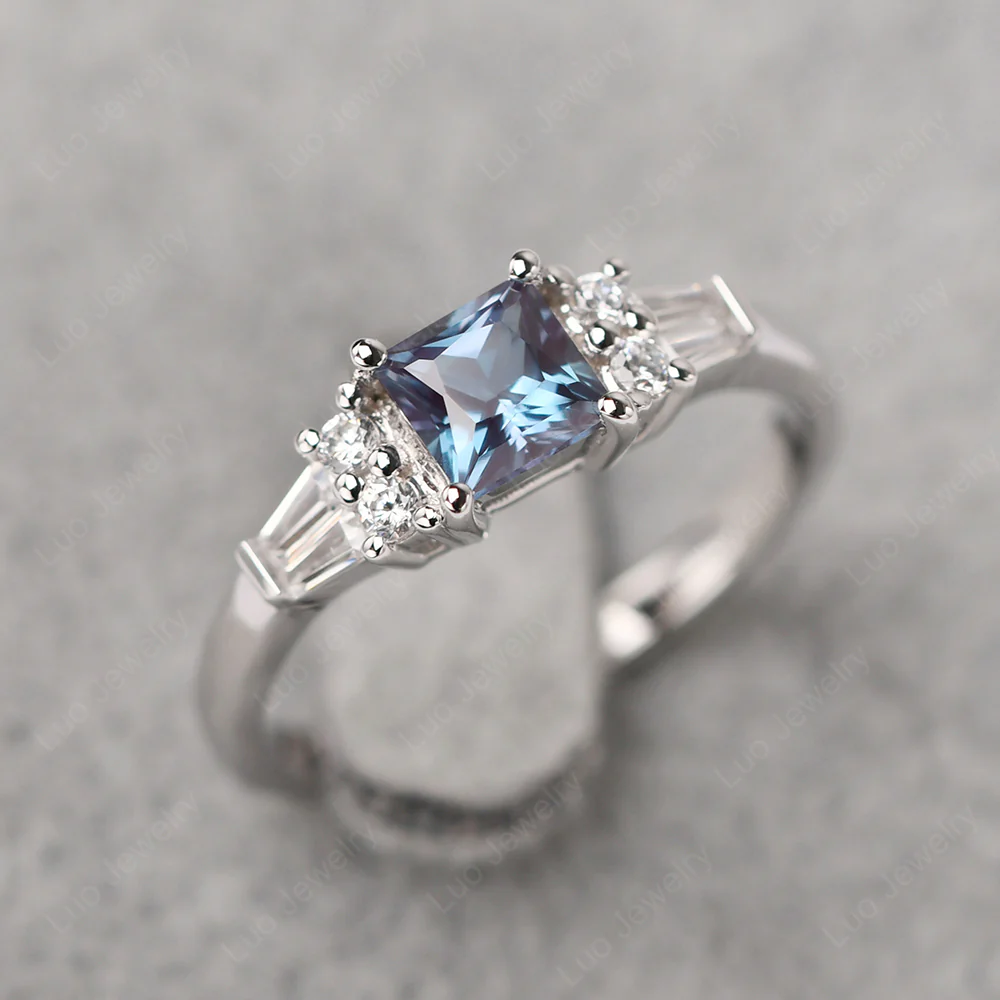 Petite Princess Cut Alexandrite Ring - Image 2