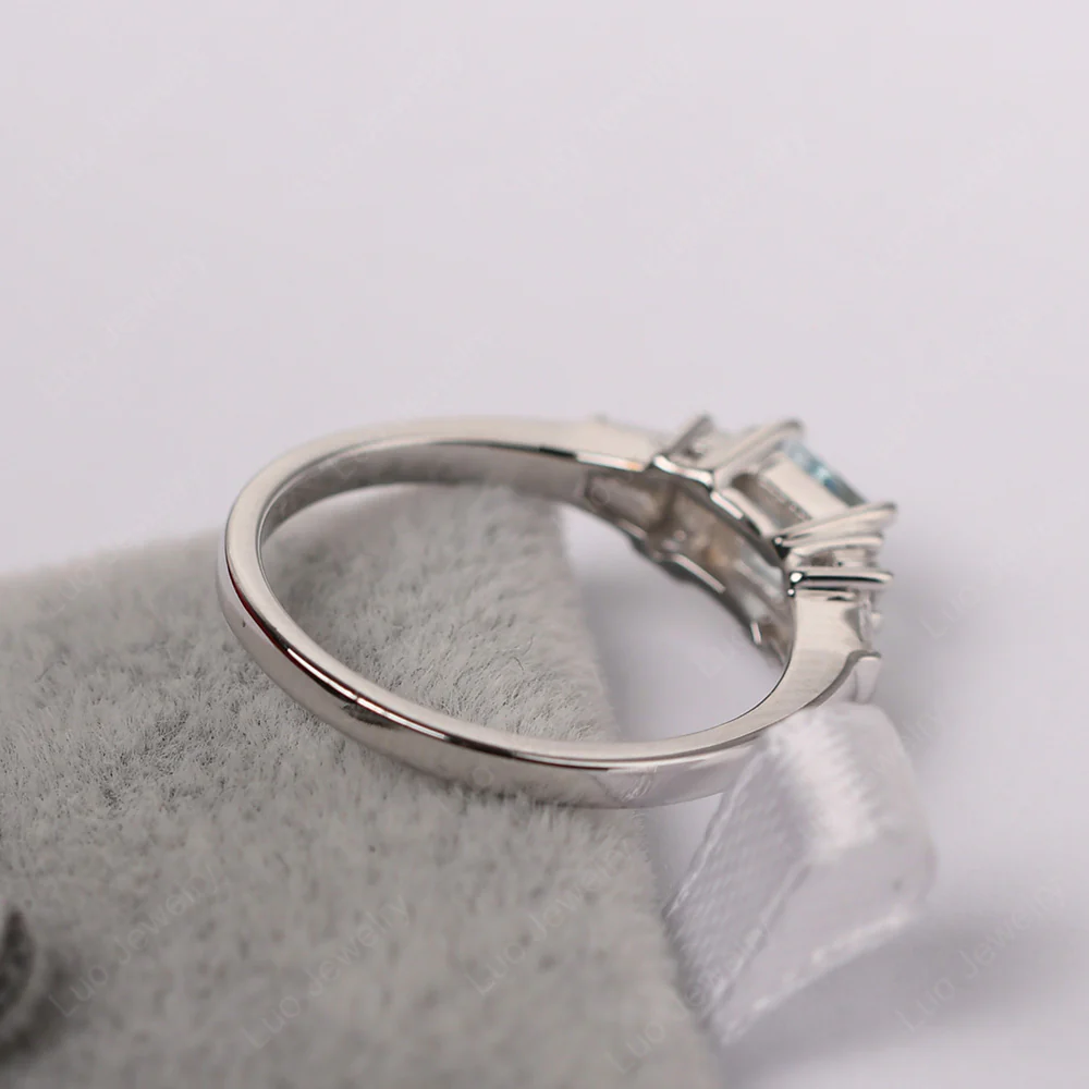 Petite Square Cut Aquamarine Ring - Image 3