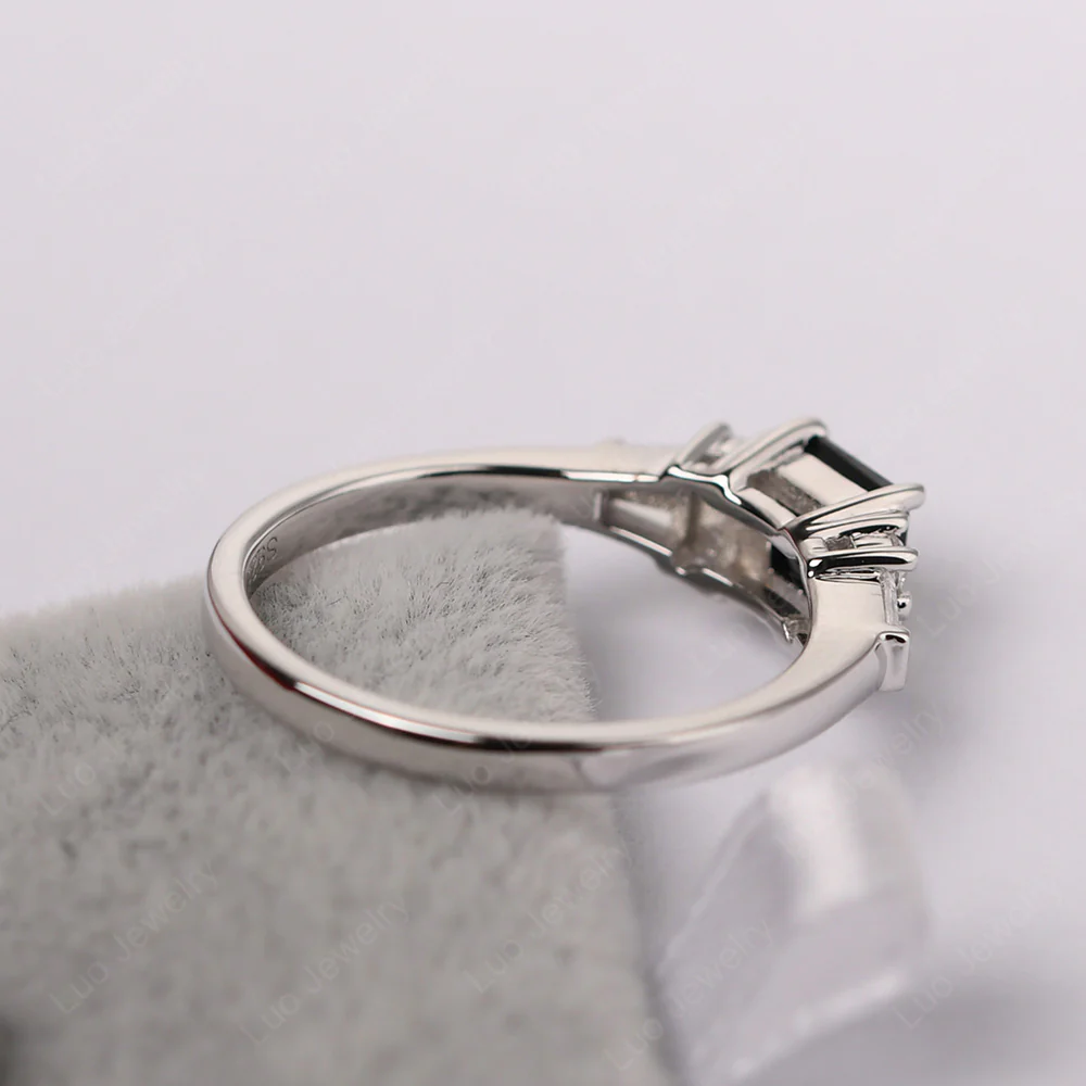 Petite Princess Cut Black Spinel Ring - Image 3