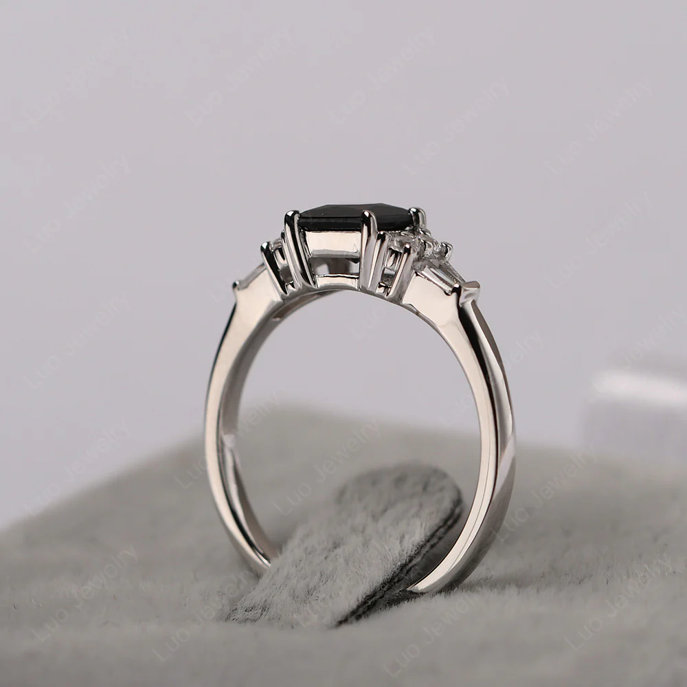 Petite Princess Cut Black Spinel Ring - Image 4