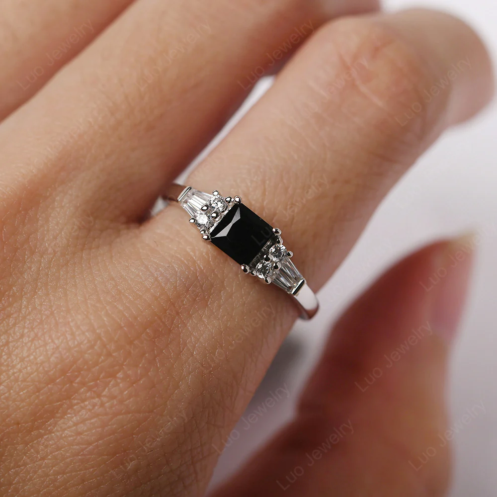 Petite Princess Cut Black Spinel Ring - Image 5