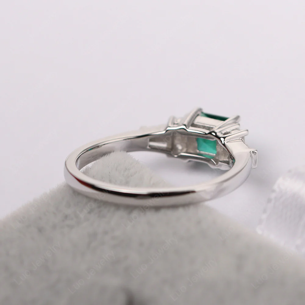Petite Princess Cut Emerald Ring - Image 3