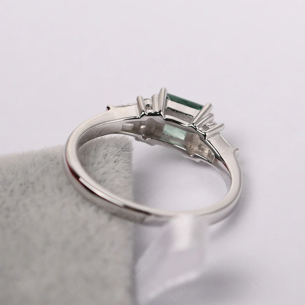 Petite Princess Cut Green Sapphire Ring - Image 3