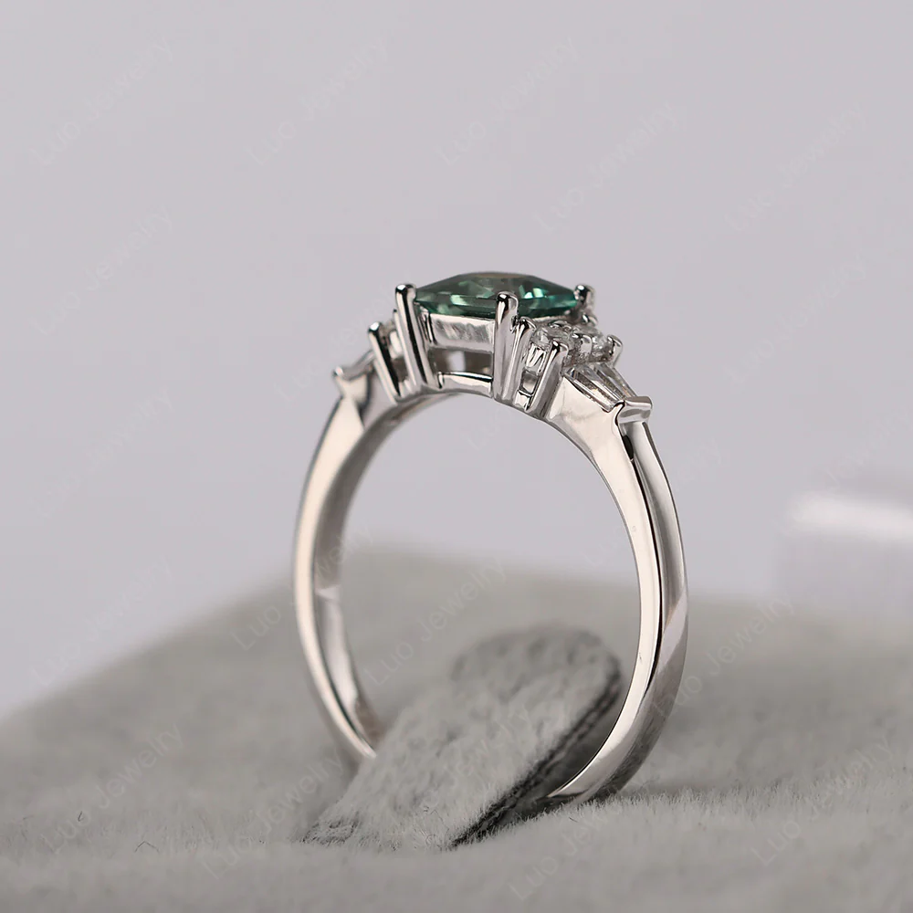 Petite Princess Cut Green Sapphire Ring - Image 4