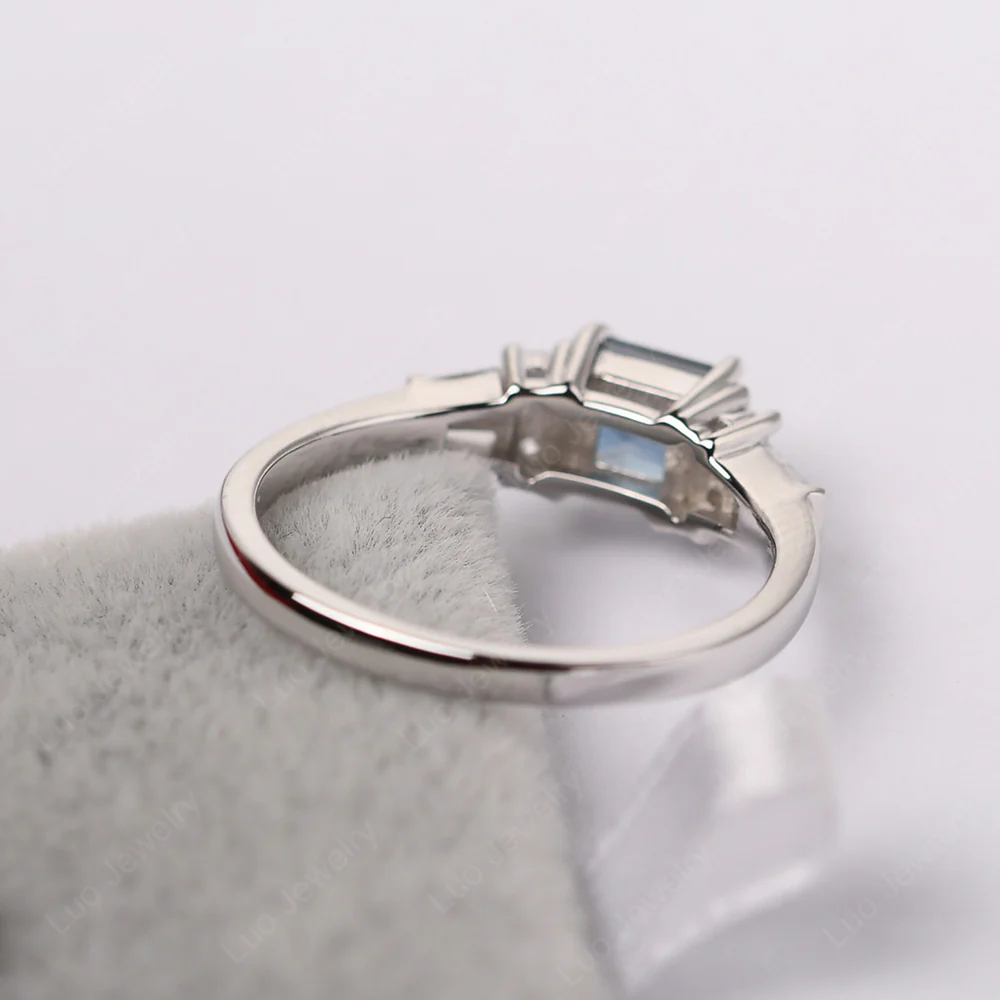 Petite Princess Cut London Blue Topaz Ring - Image 3