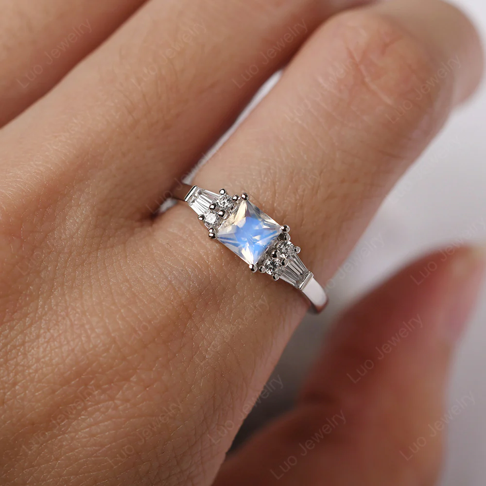 Petite Princess Cut Moonstone Ring - Image 6