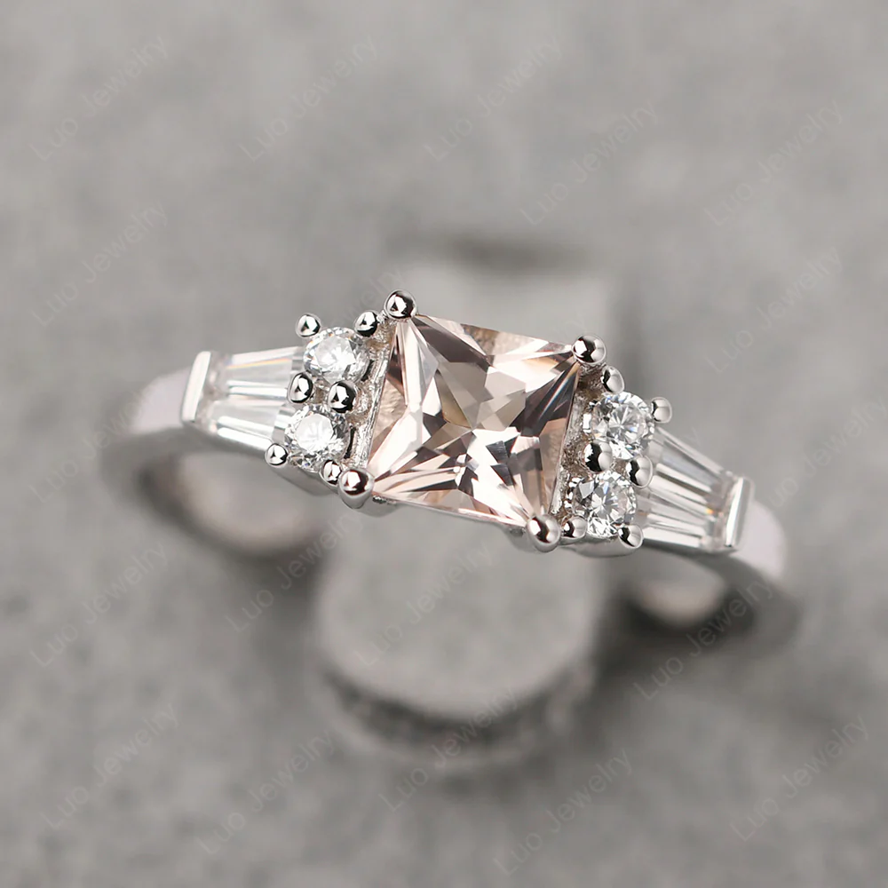 Petite Princess Cut Morganite Ring - Image 2