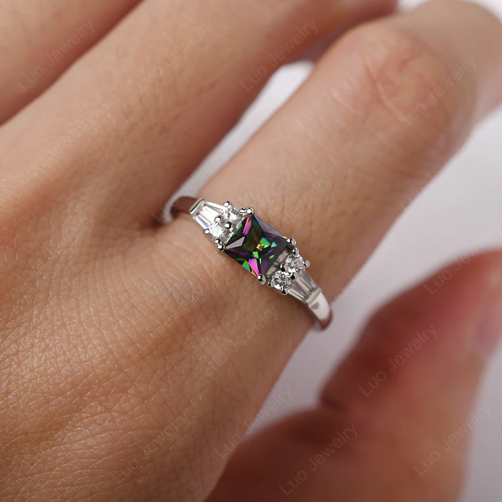 Petite Princess Cut Mystic Topaz Ring - Image 5