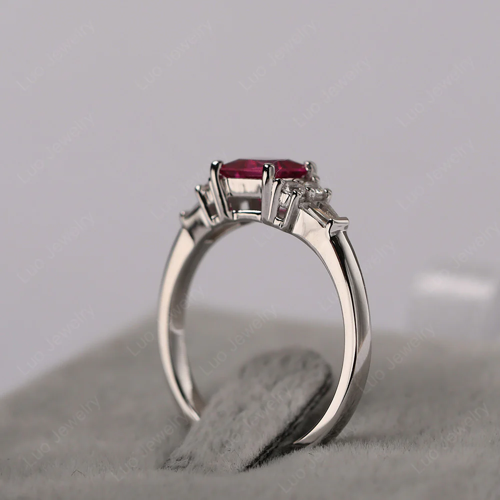 Petite Princess Cut Ruby Ring - Image 4