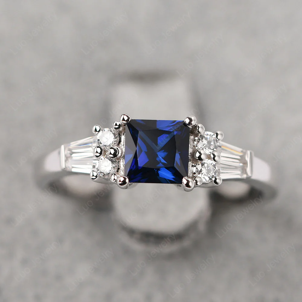 Petite Princess Cut Sapphire Ring