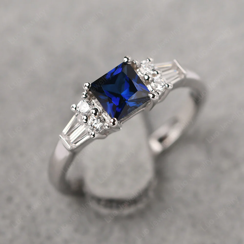 Petite Princess Cut Sapphire Ring - Image 2