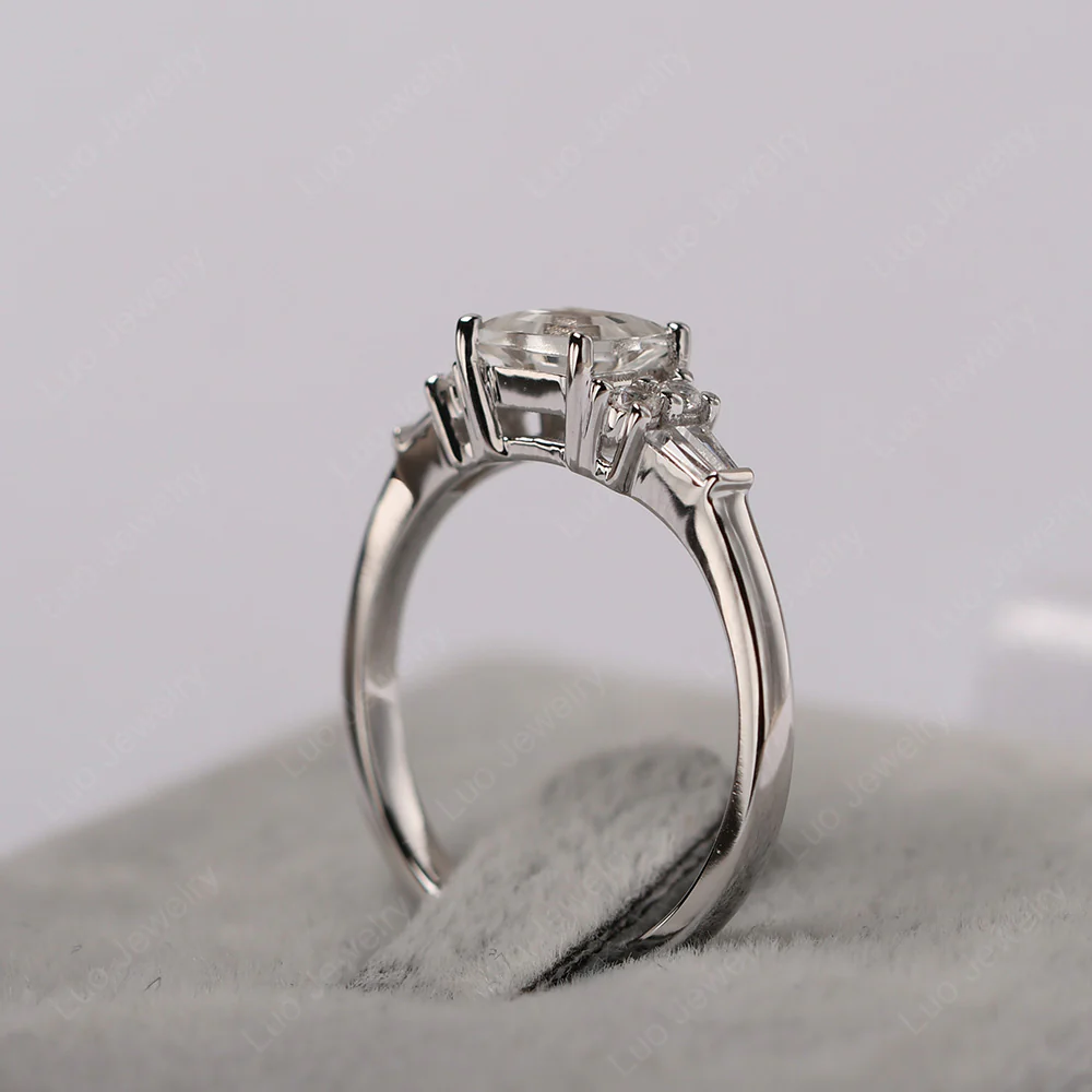 Petite Square Cut White Topaz Ring - Image 4