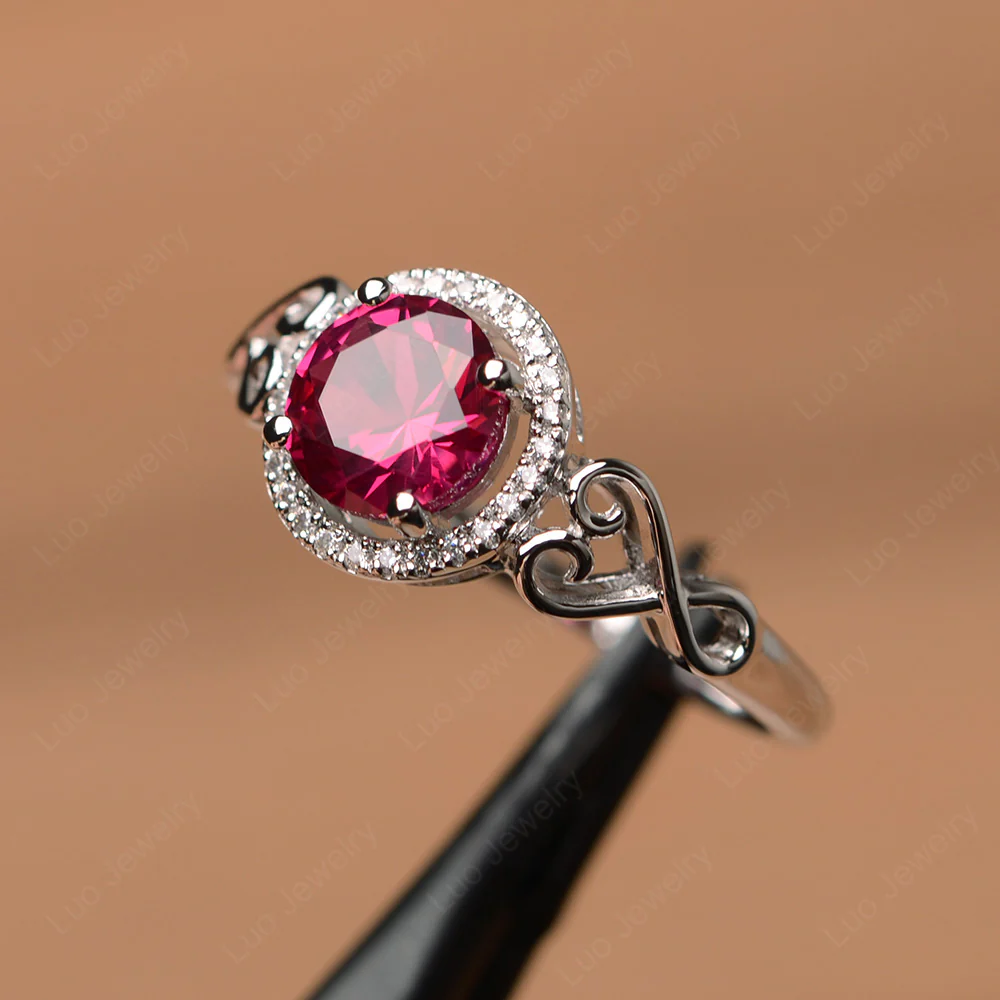 Art Deco Ruby Halo Engagement Ring - Image 2