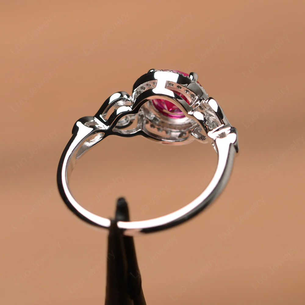 Art Deco Ruby Halo Engagement Ring - Image 3