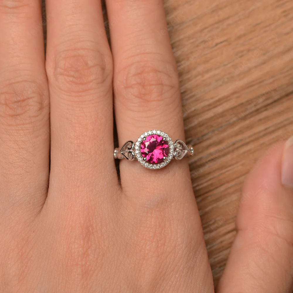 Art Deco Ruby Halo Engagement Ring - Image 4