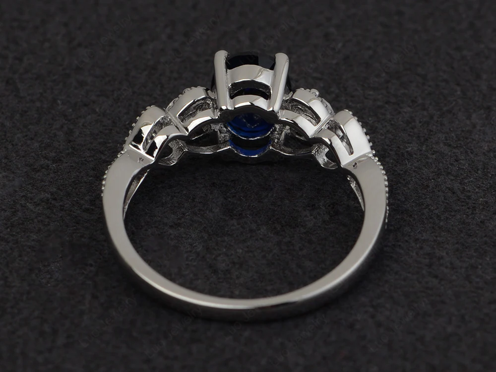 Milgrain Oval Sapphire Ring - Image 3