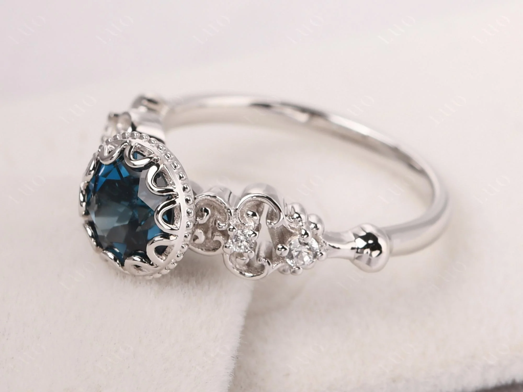 Vintage Style London Blue Topaz Ring - Image 11