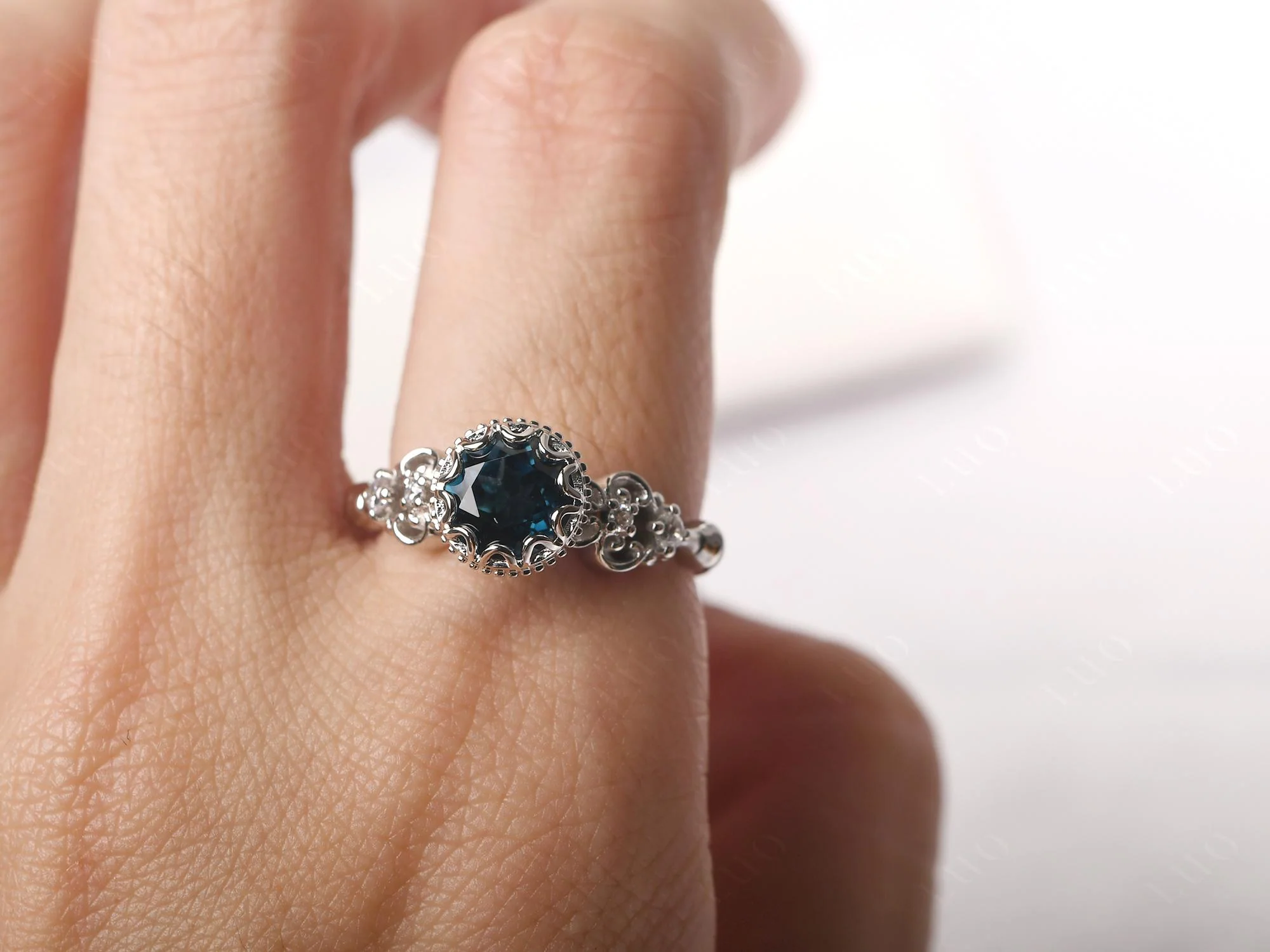 Vintage Style London Blue Topaz Ring - Image 14