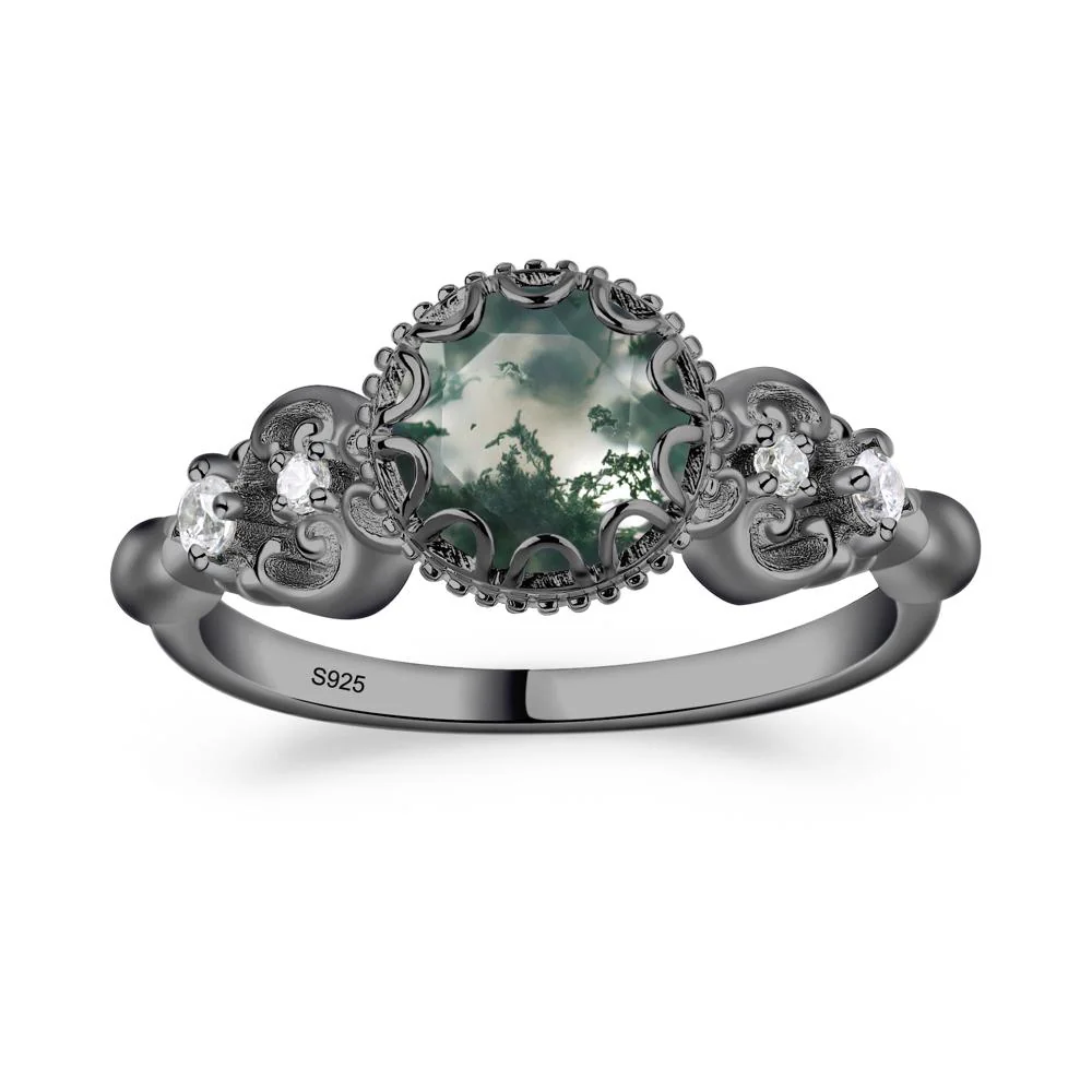 Vintage Style Moss Agate Ring - Image 3