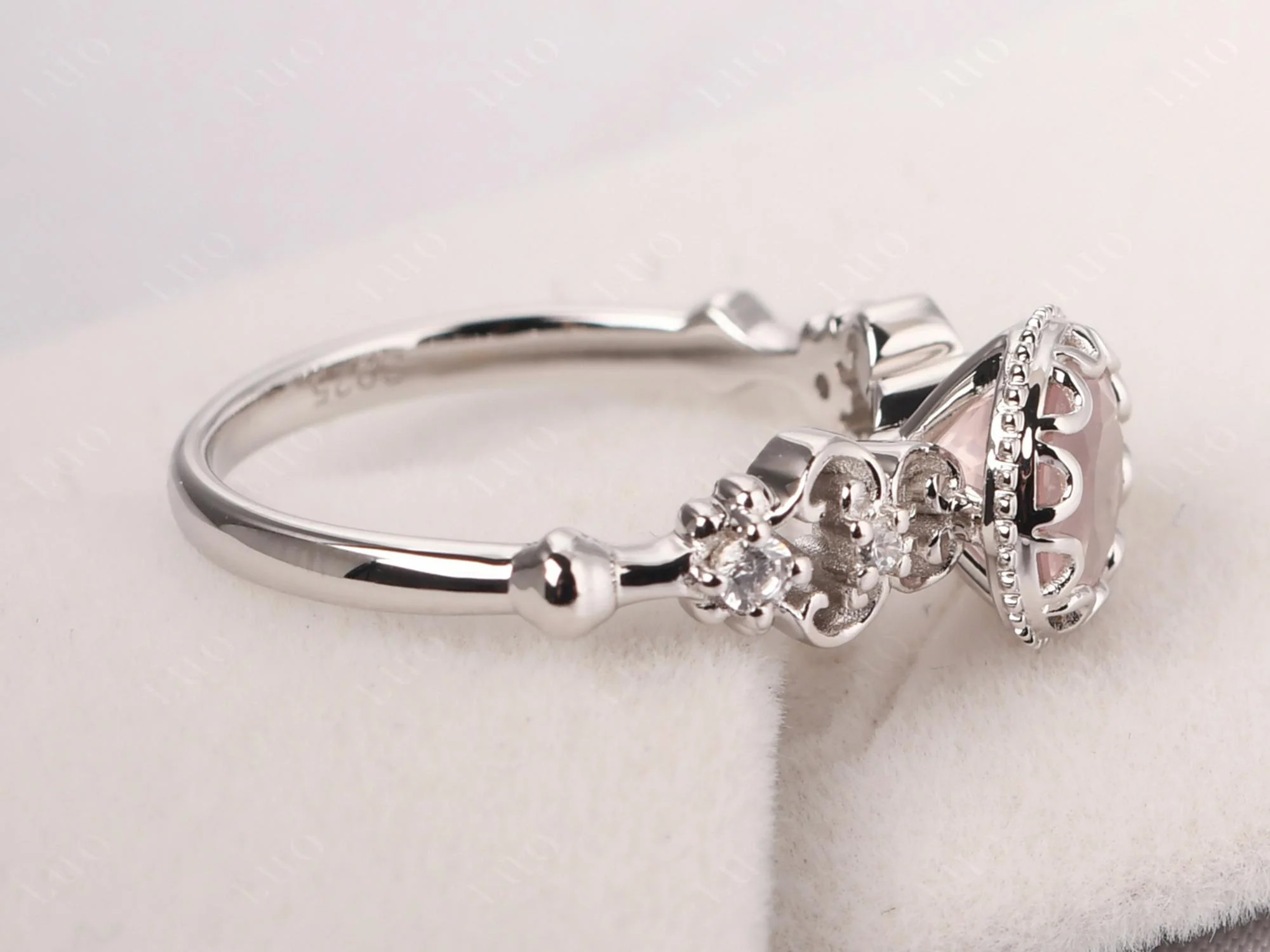 Vintage Style Rose Quartz Ring - Image 13
