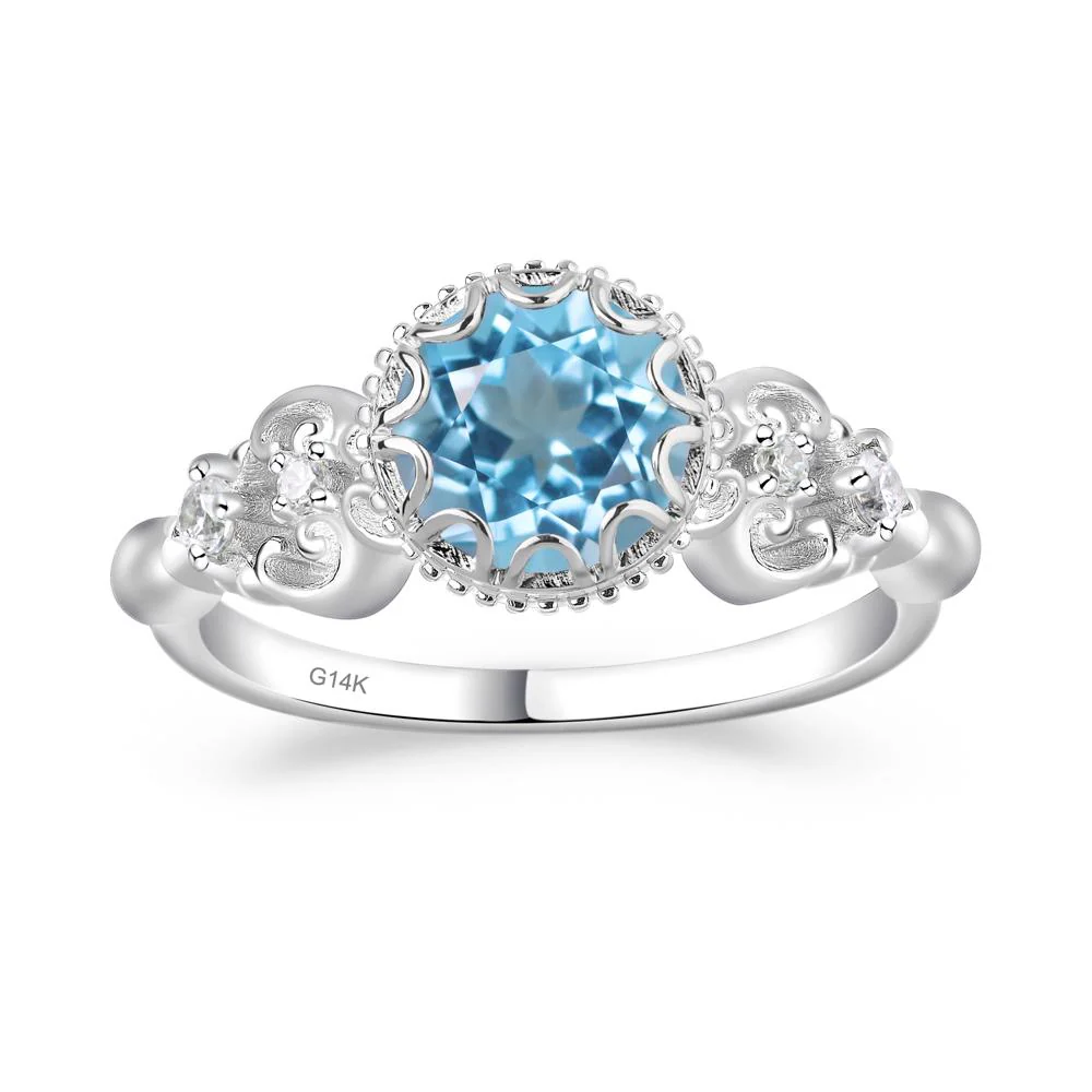 Vintage Style Swiss Blue Topaz Ring - Image 4