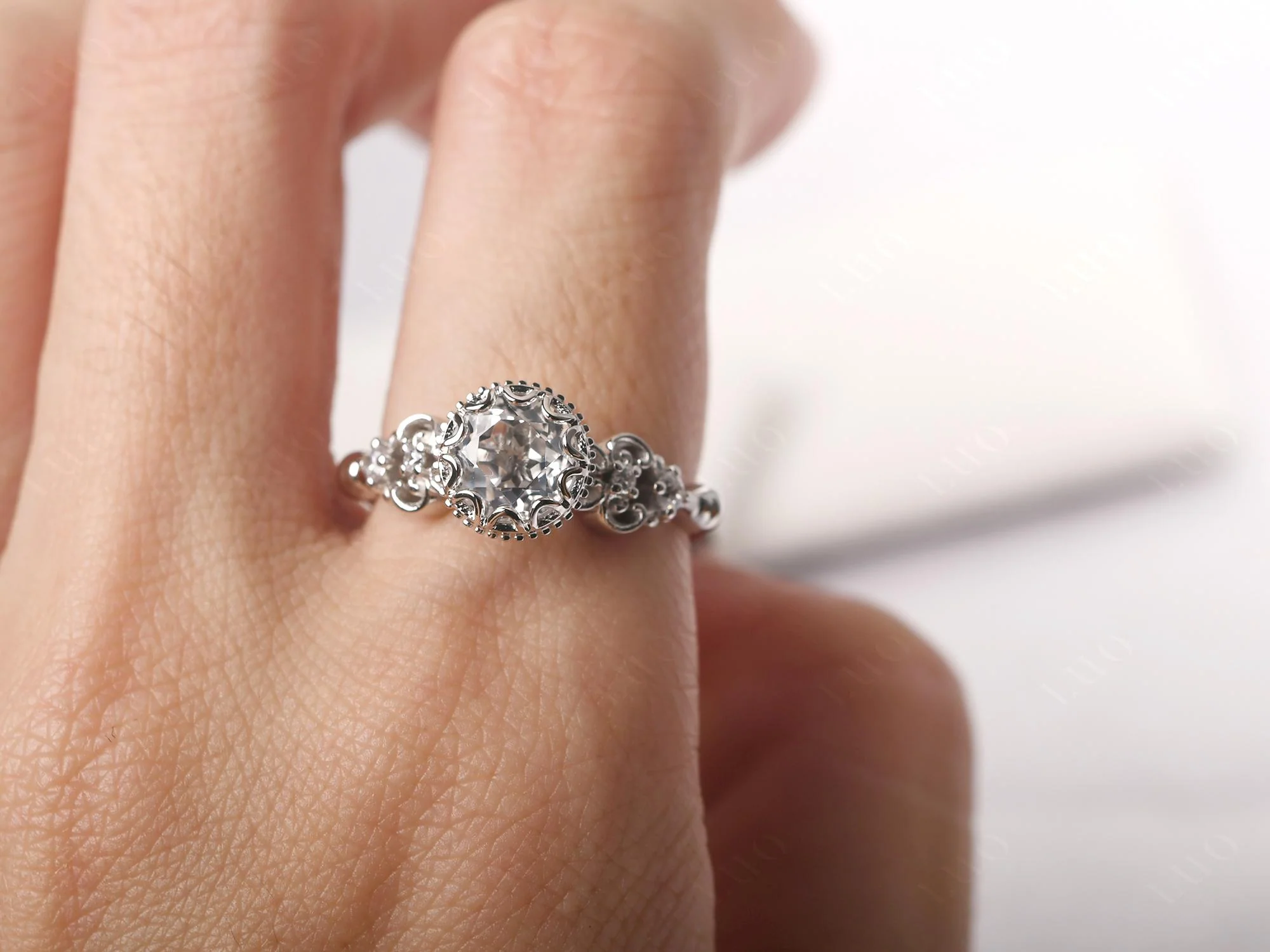 Vintage Style White Topaz Ring - Image 14