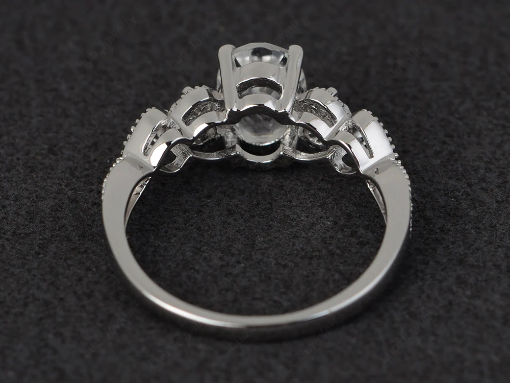 Milgrain Oval White Topaz Ring - Image 2