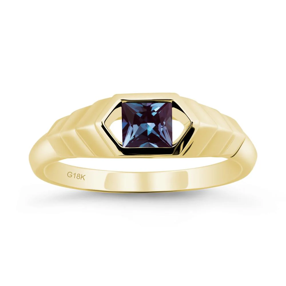 Asscher Alexandrite Ring with Hexagon Frame - Image 6
