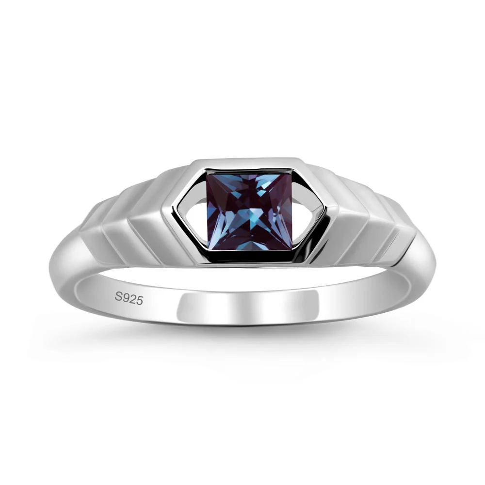 Asscher Alexandrite Ring with Hexagon Frame - Image 9