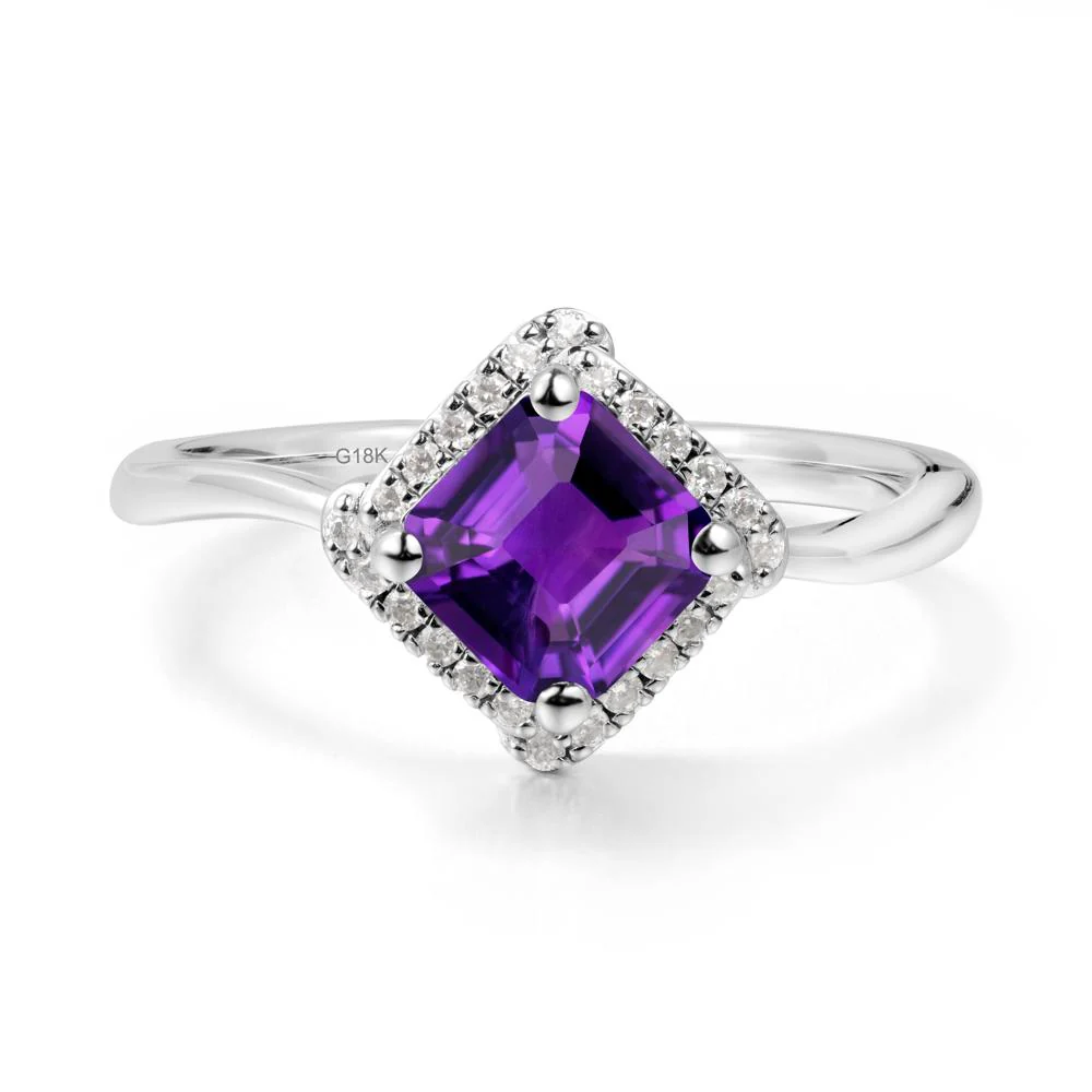 Asscher Amethyst Halo Ring - Image 5