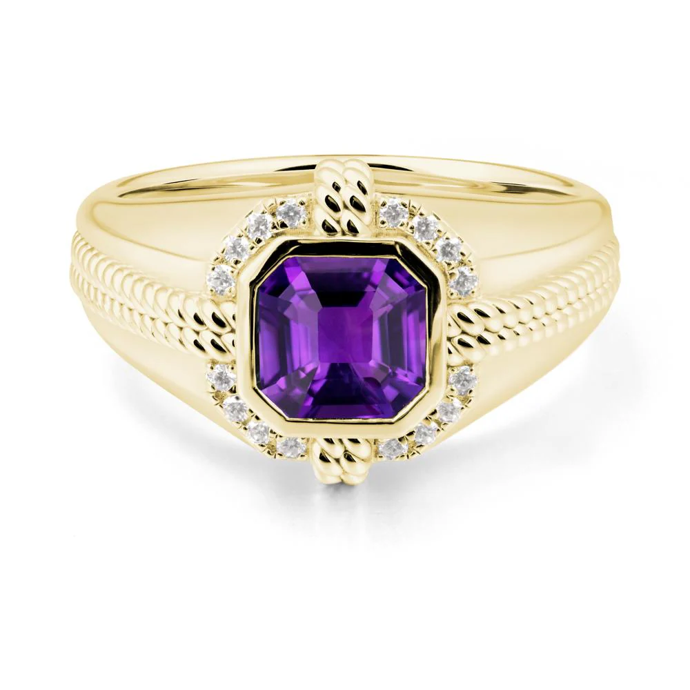 Asscher Amethyst Halo Ring for Men - Image 6