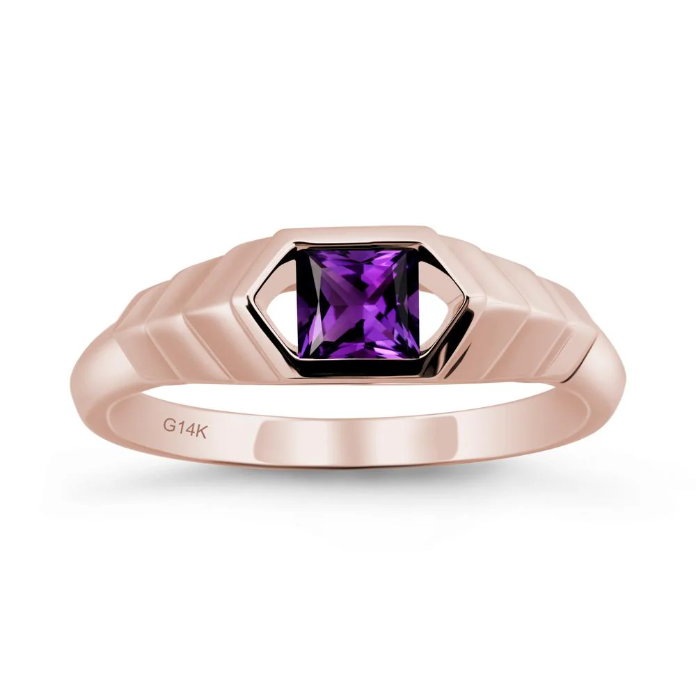 Asscher Amethyst Ring with Hexagon Frame - Image 2