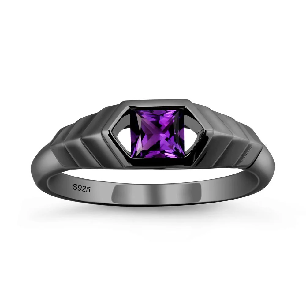 Asscher Amethyst Ring with Hexagon Frame - Image 7
