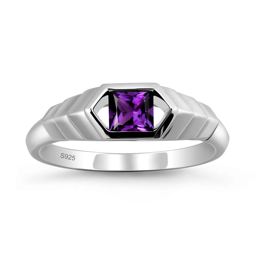 Asscher Amethyst Ring with Hexagon Frame - Image 9