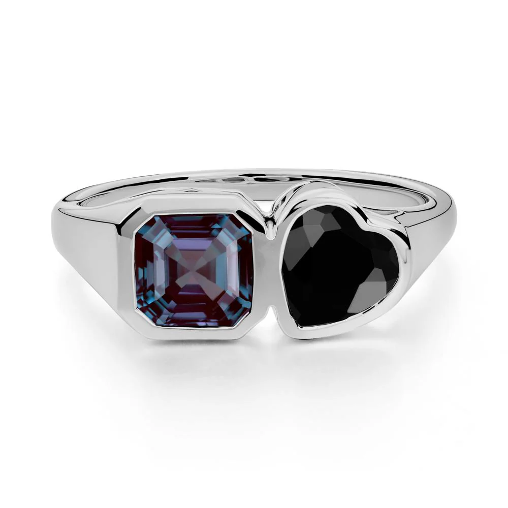 Asscher and Heart Shaped Alexandrite and Black Spinel Tet Moi Ring - Image 4