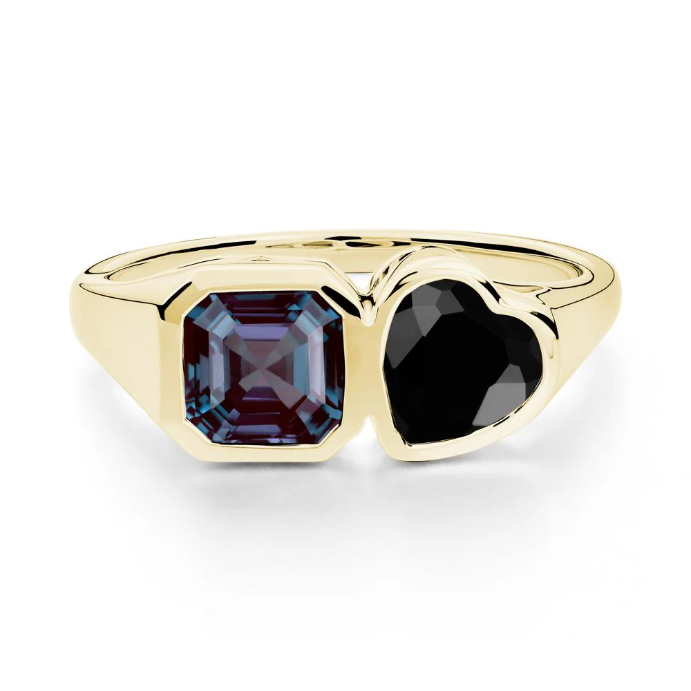 Asscher and Heart Shaped Alexandrite and Black Spinel Tet Moi Ring - Image 6