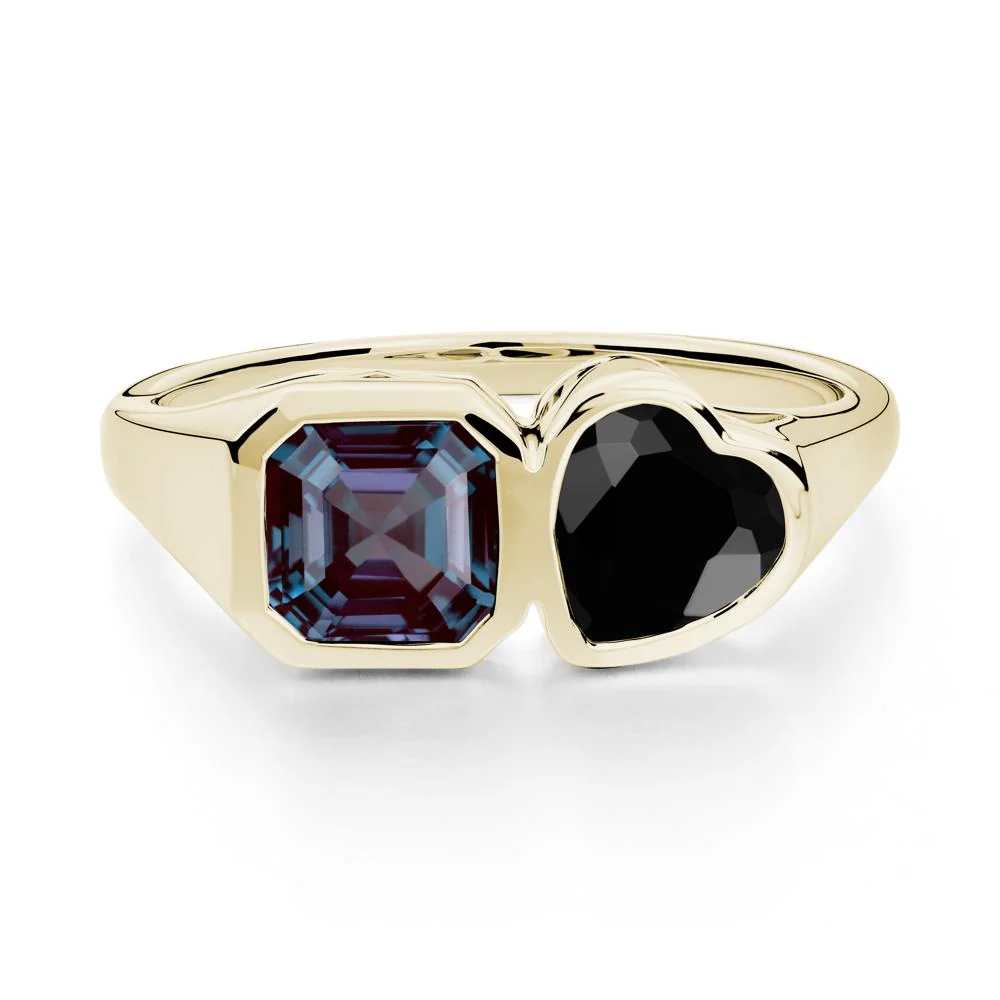 Asscher and Heart Shaped Alexandrite and Black Spinel Tet Moi Ring - Image 7