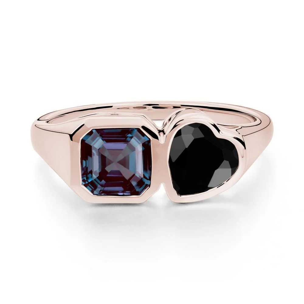 Asscher and Heart Shaped Alexandrite and Black Spinel Tet Moi Ring - Image 9