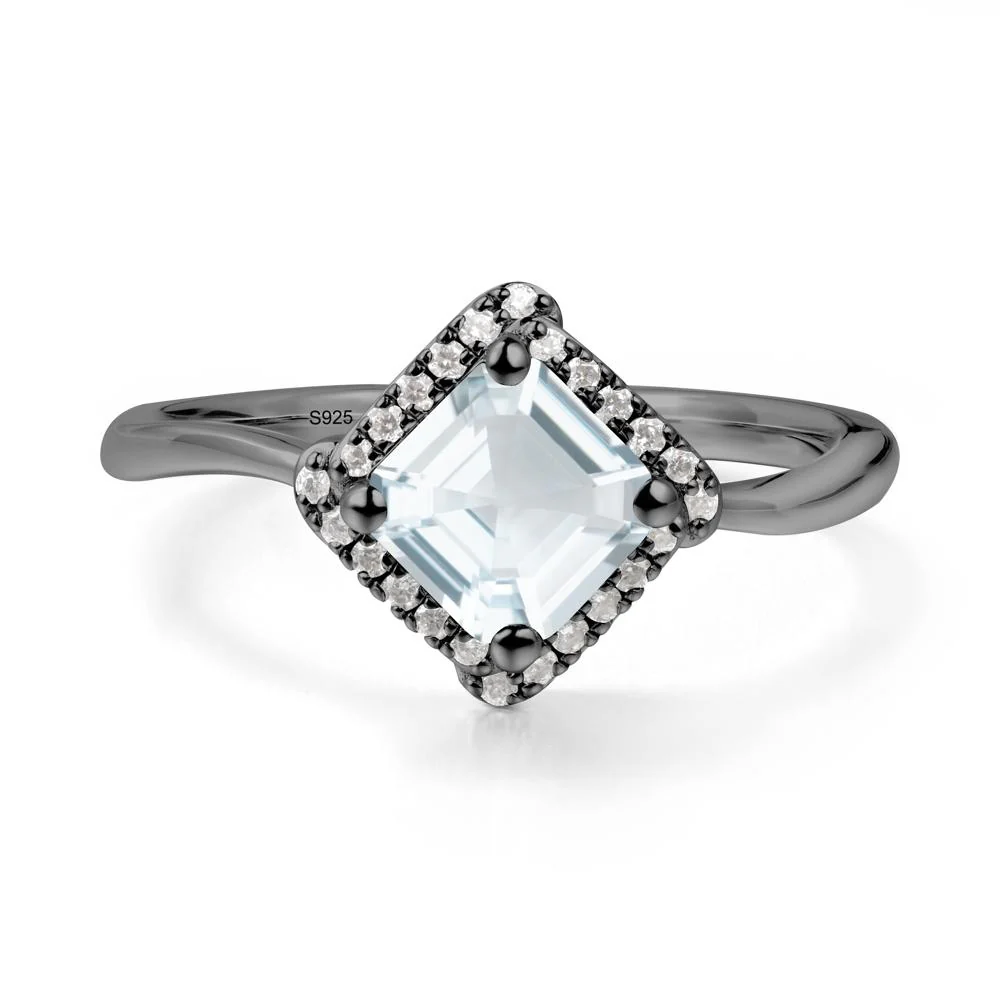 Asscher Aquamarine Halo Ring - Image 6