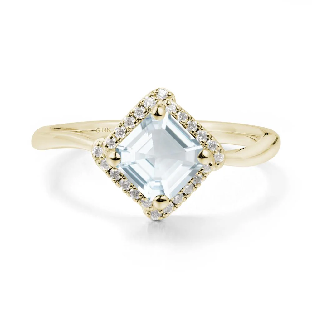 Asscher Aquamarine Halo Ring - Image 9
