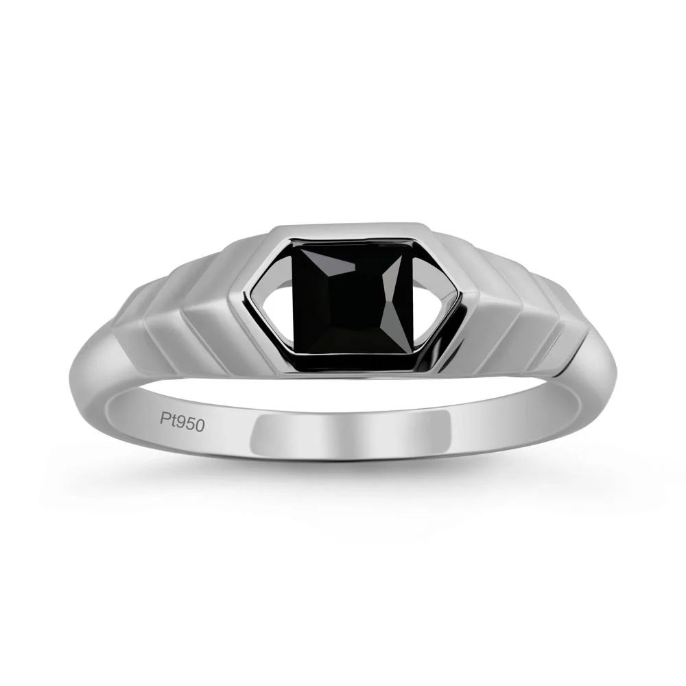 Asscher Black Spinel Ring with Hexagon Frame - Image 8