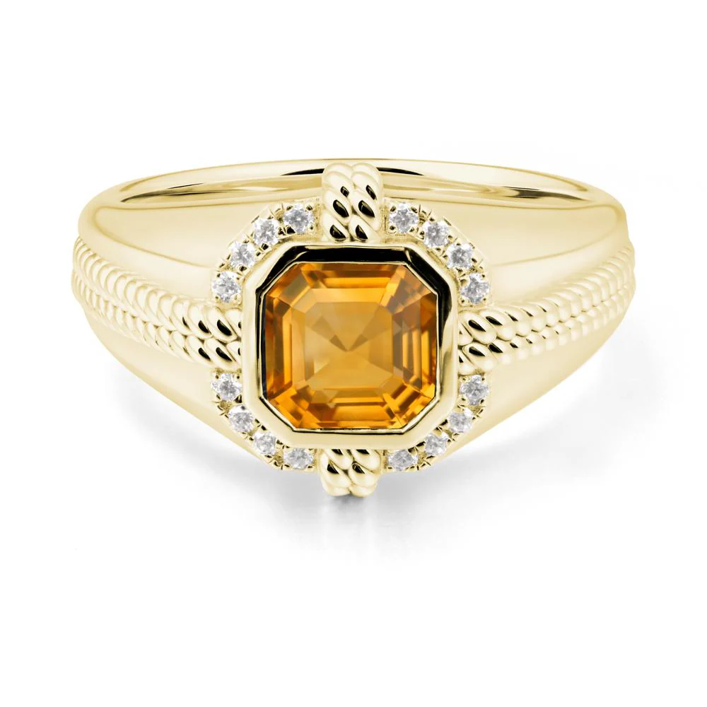 Asscher Citrine Halo Ring for Men - Image 6