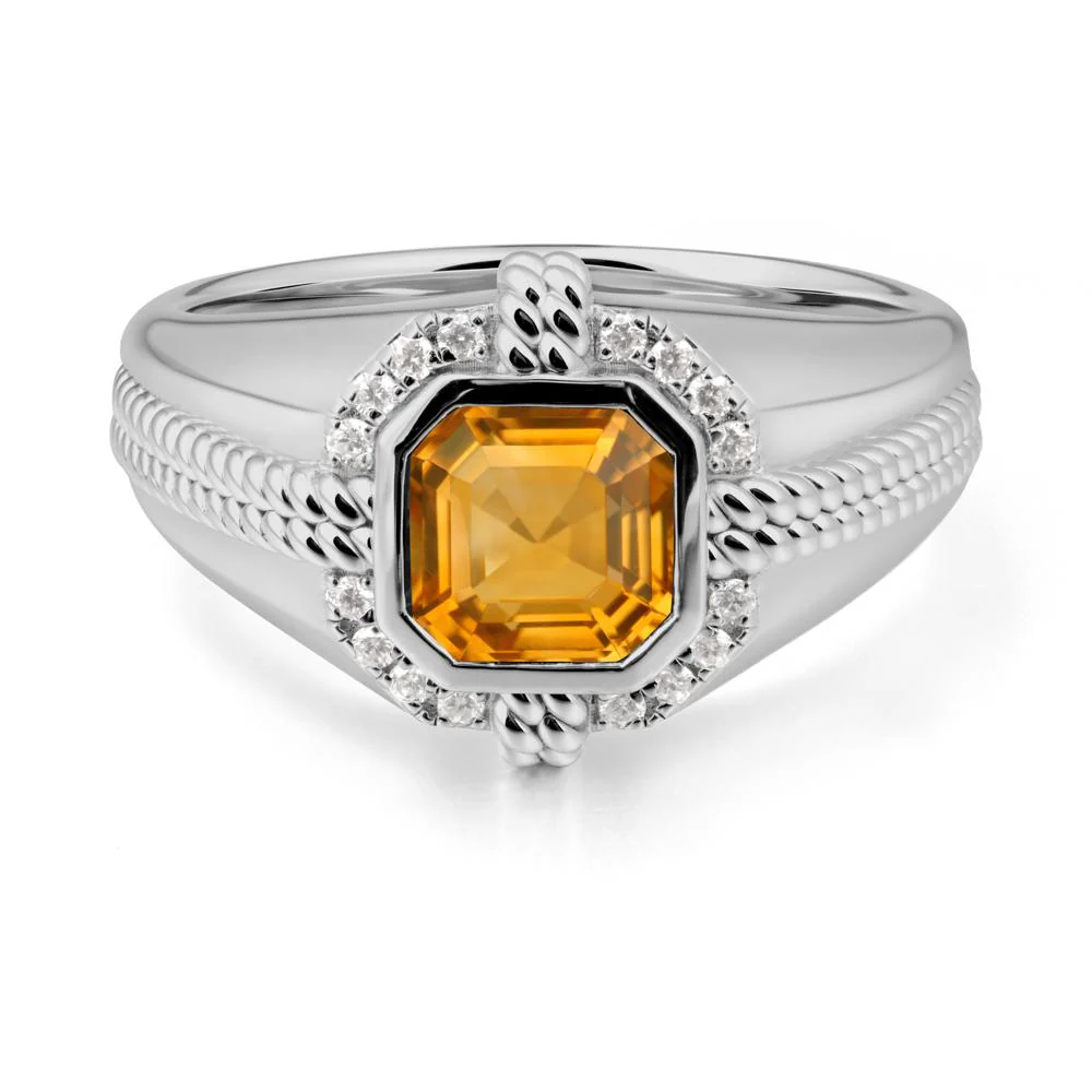 Asscher Citrine Halo Ring for Men - Image 8