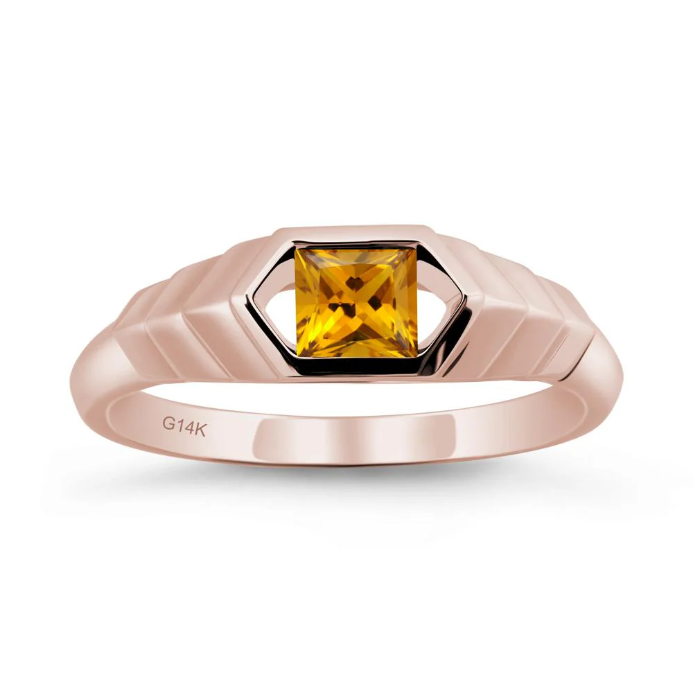 Asscher Citrine Ring with Hexagon Frame - Image 2